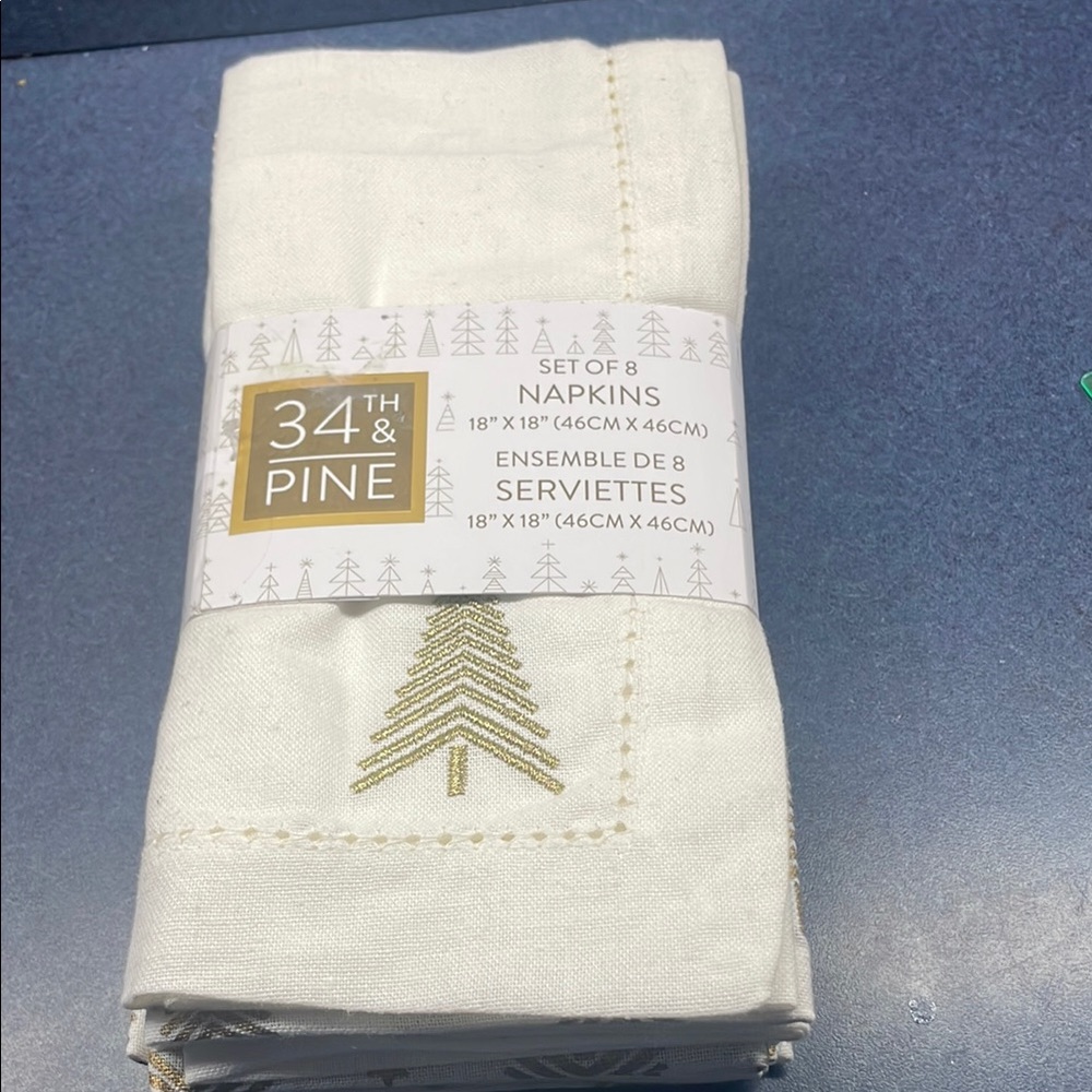 34th & Pine White and Gold Napkins Set